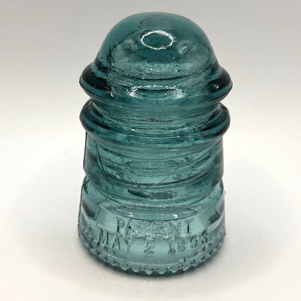 Vintage Hemingray No. 12 Aqua Blue Glass 4" Insulator Patented MAY 2 1893 - Picture 4 of 11